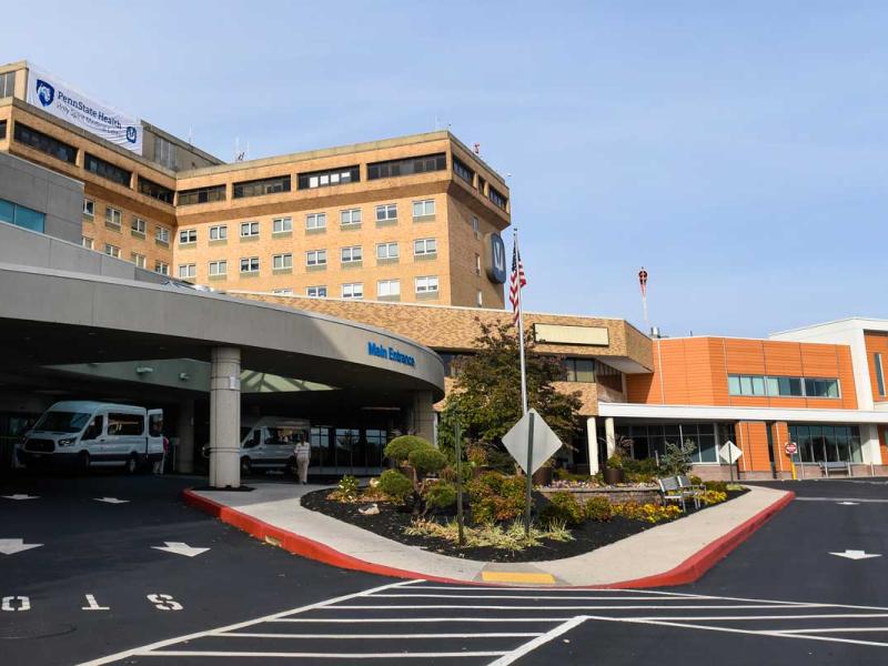 Parking lot view of Penn State Health Holy Spirit Medical Center